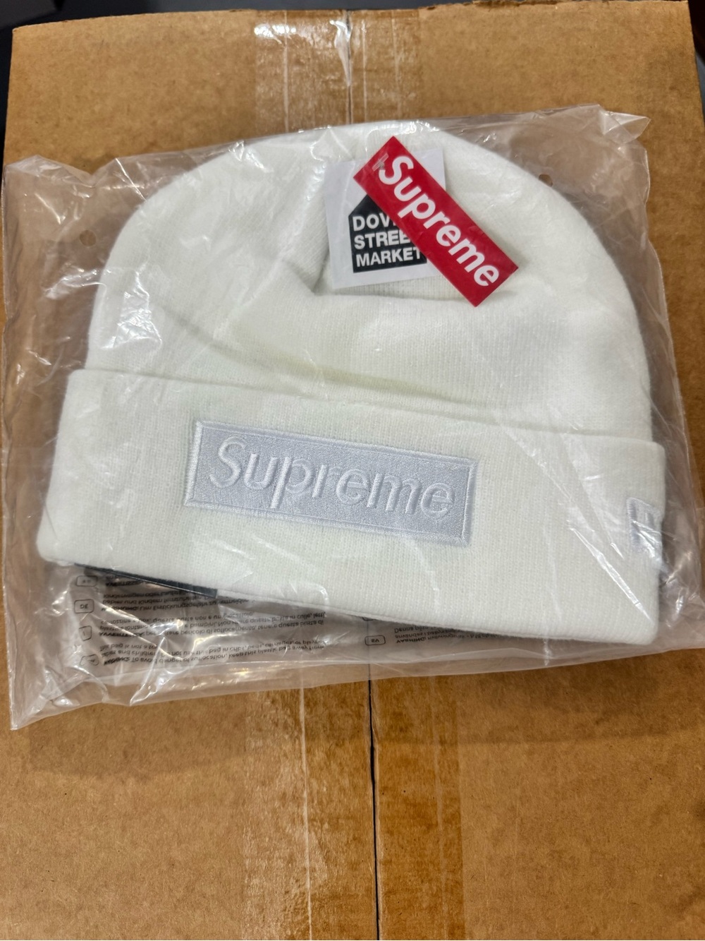 Supreme White Embroidered Box Logo Beanie